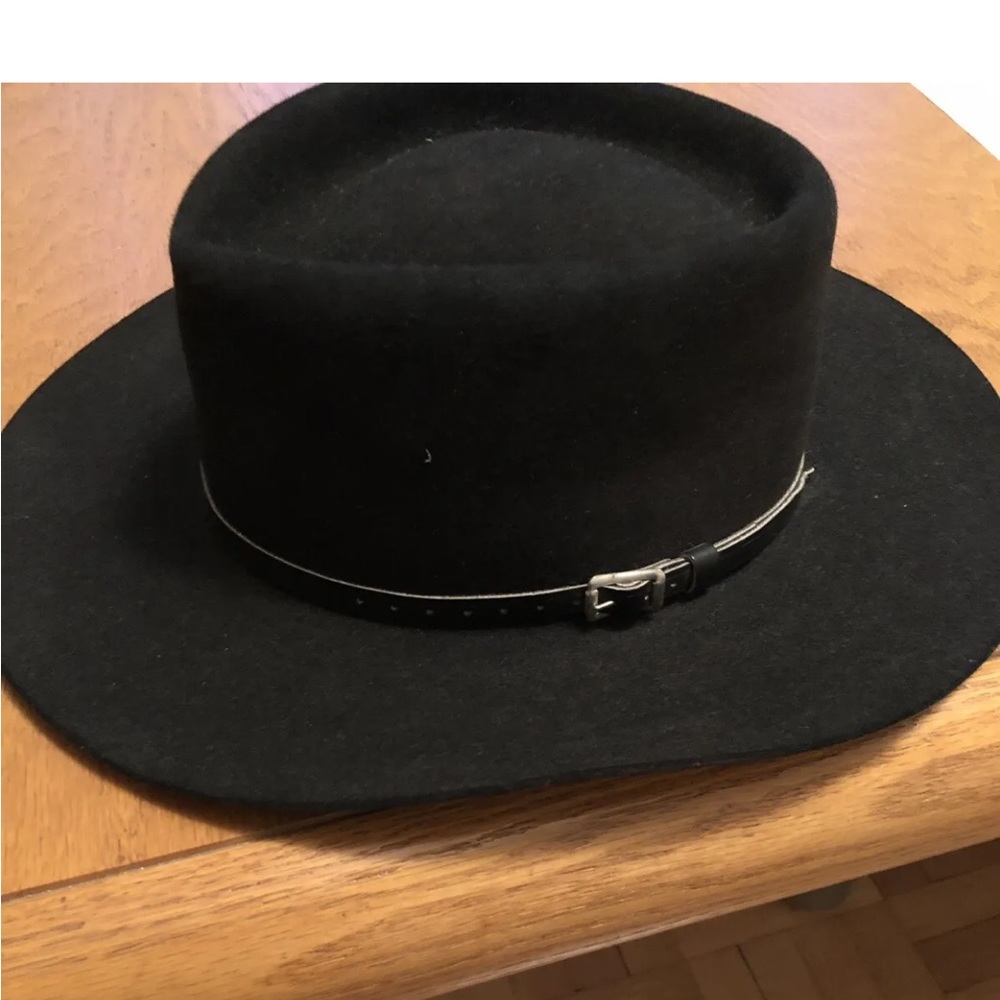 Vintage RESISTOL Mens Black 7 1/4 Long Oval Western Felt Hat xDoubleX